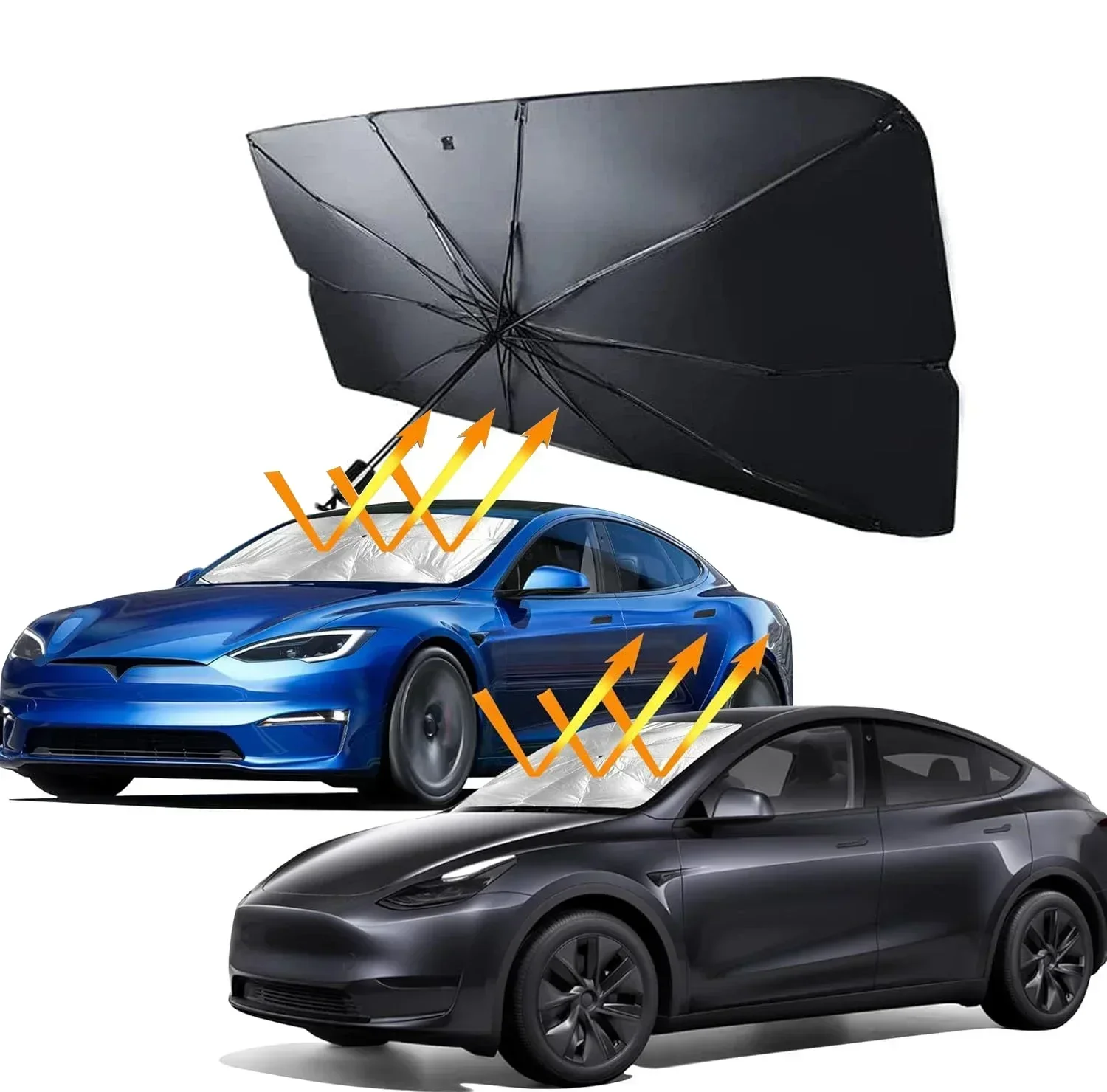 Car Umbrella Sunshade Windshield Front Cover Window Foldable Sun Shade Block Heat Portable Bent Parasol Auto Curved Model Shades view 3