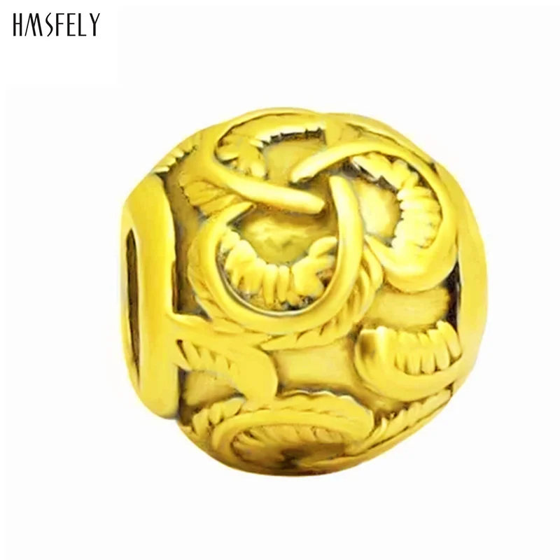 HMSFELY Round Spacer Beads For Charm Women Bracelet Jewelry Making Accessories Bead 316l Stainless Steel Beads