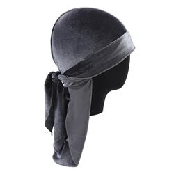 Fashion Velvet Bandana Hats Durag For Men Women Du Rag Unisex Solid Head Wrap Stretch Riding Helmet Bottom Hat Pirate Bonnet Hat