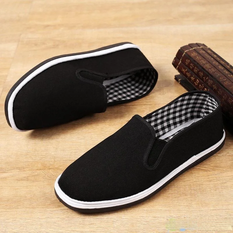 

Beijing Old Style Canvas Shoes Men's Spring Summer Casual Work Shoes Women's round Toe Lace-Up Slip-On Black Single Shoes