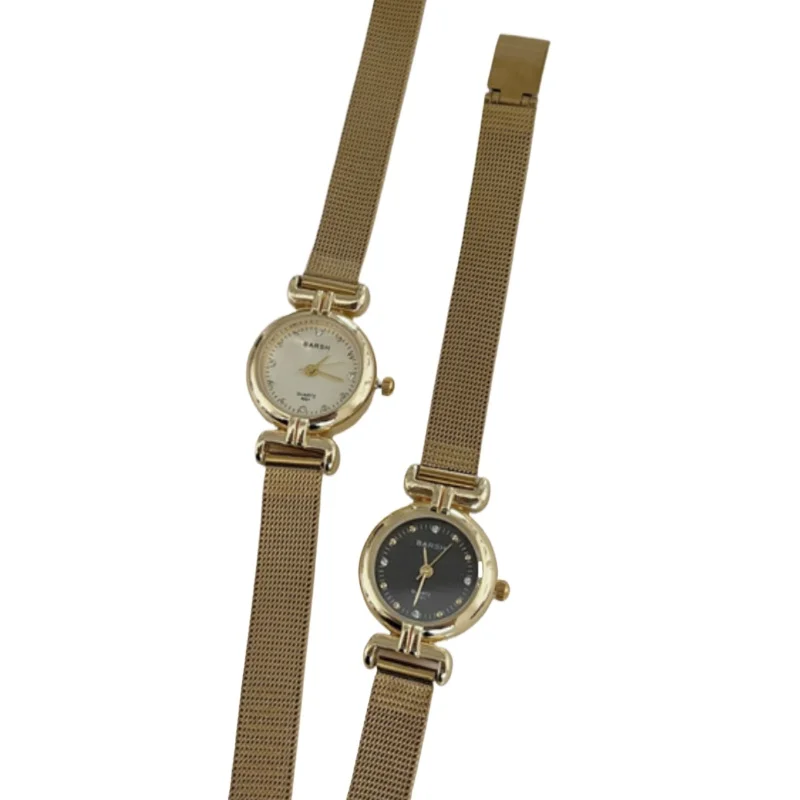 Nuovo orologio al quarzo da donna semplice e semplice tendenza classica retrò rotondo di alta qualità elegante piccolo orologio da donna in oro regalo di compleanno