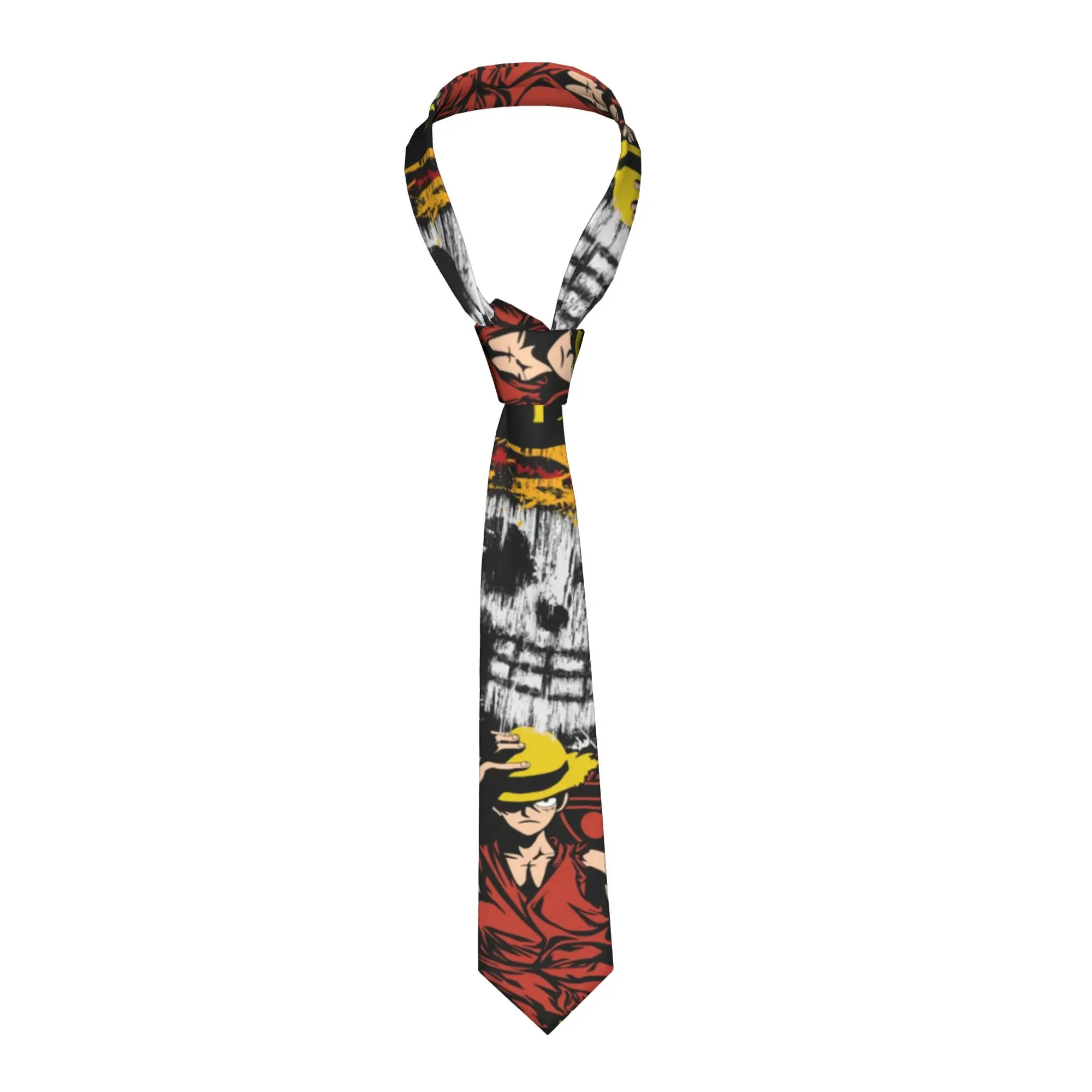 Мужской узкий галстук из полиэстера с принтом «Череп» (8 см), в стиле японского аниме, для мужчин, аксессуар для свадьбы и вечеринки