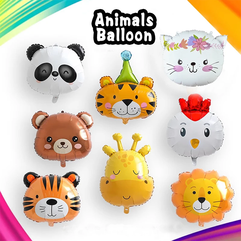 Animal Helium Balloon Giraffe Tiger Lion Foil Balloon Safari Jungle Birthday Party Decorations Baby Shower Kids Toy