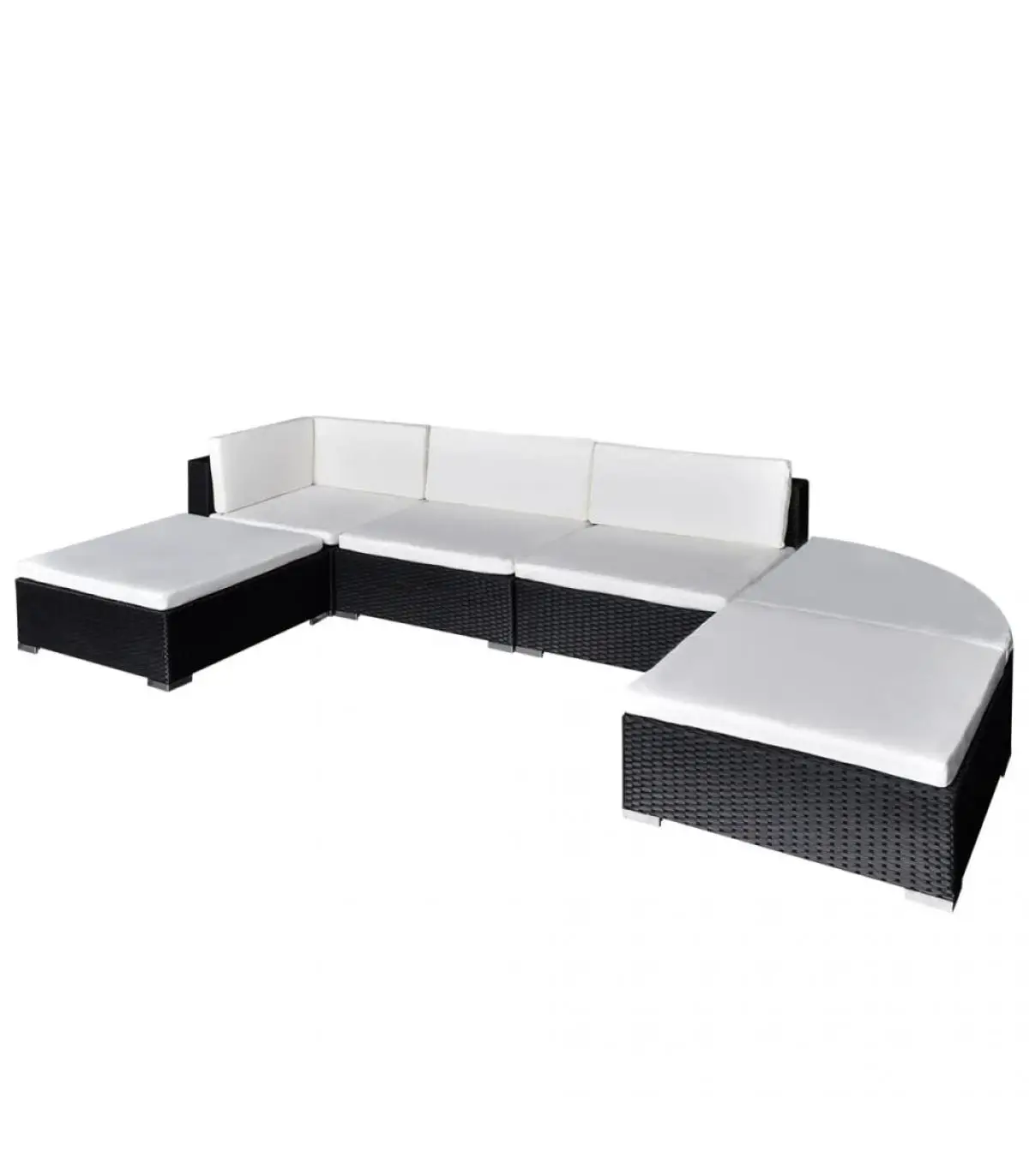 Garden sets Set garden furniture 6 pieces and black synthetic rattan cushions