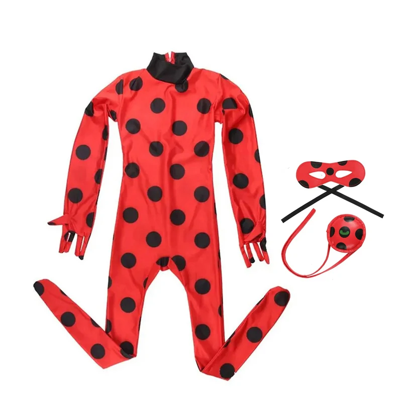 Carnival Kids Anime Ladybird Costume with Mask Red Girls Women Christmas Party Stage Performance Clothing