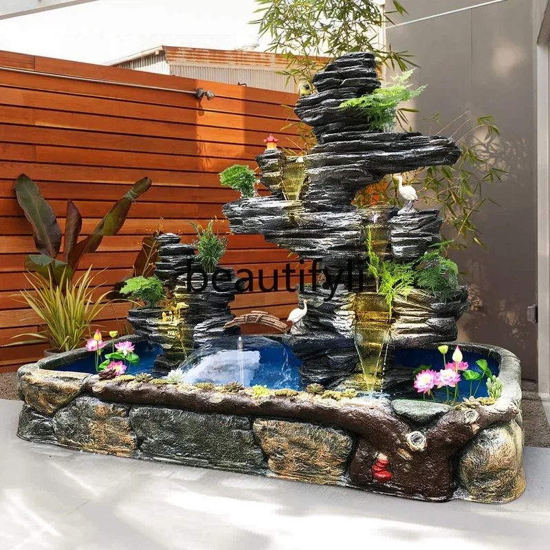 D178  Rockery fountain, flowing water, fish pond, courtyard, landscape and waterfall landscaping decoration, feng shui wheel orn