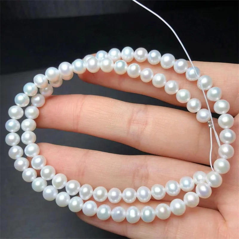 5.5MM Natural Semi-finished Pearl Chain DIY Bracelet Women Reiki Healing Fengshui Lucky Bangles Women Hoilday Gift