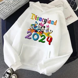 Sudaderas con capucha de Año Nuevo para mujer, sudadera informal con estampado con dibujo de vocación familiar de Disney, moda estética, viaje de Disneyland, 2024