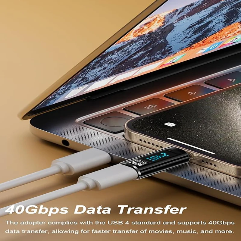 Transparent digital display USB 4 full-function digital charging adapter 240W digital display type-C adapter