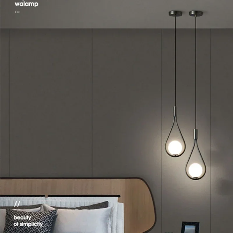 Nordic Black Gold LED Chandelier Pendant Lamp with G9 Light Bulb Indoor LED Hanging Lighting Fixtures Bedroom Bedside AC85-265V