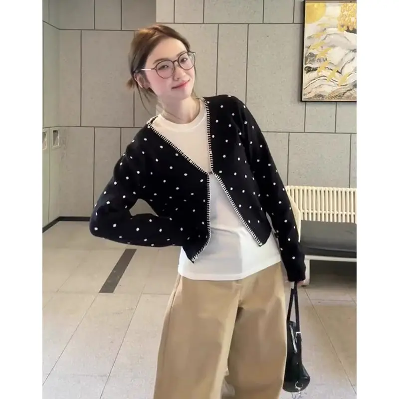 

Cardigans Long Woman Sweaters Womens Fall Cowgirl Mockneck Illusion-Two-Pieces Fitted Slit Varsity-Striped Decorated Aesthetic