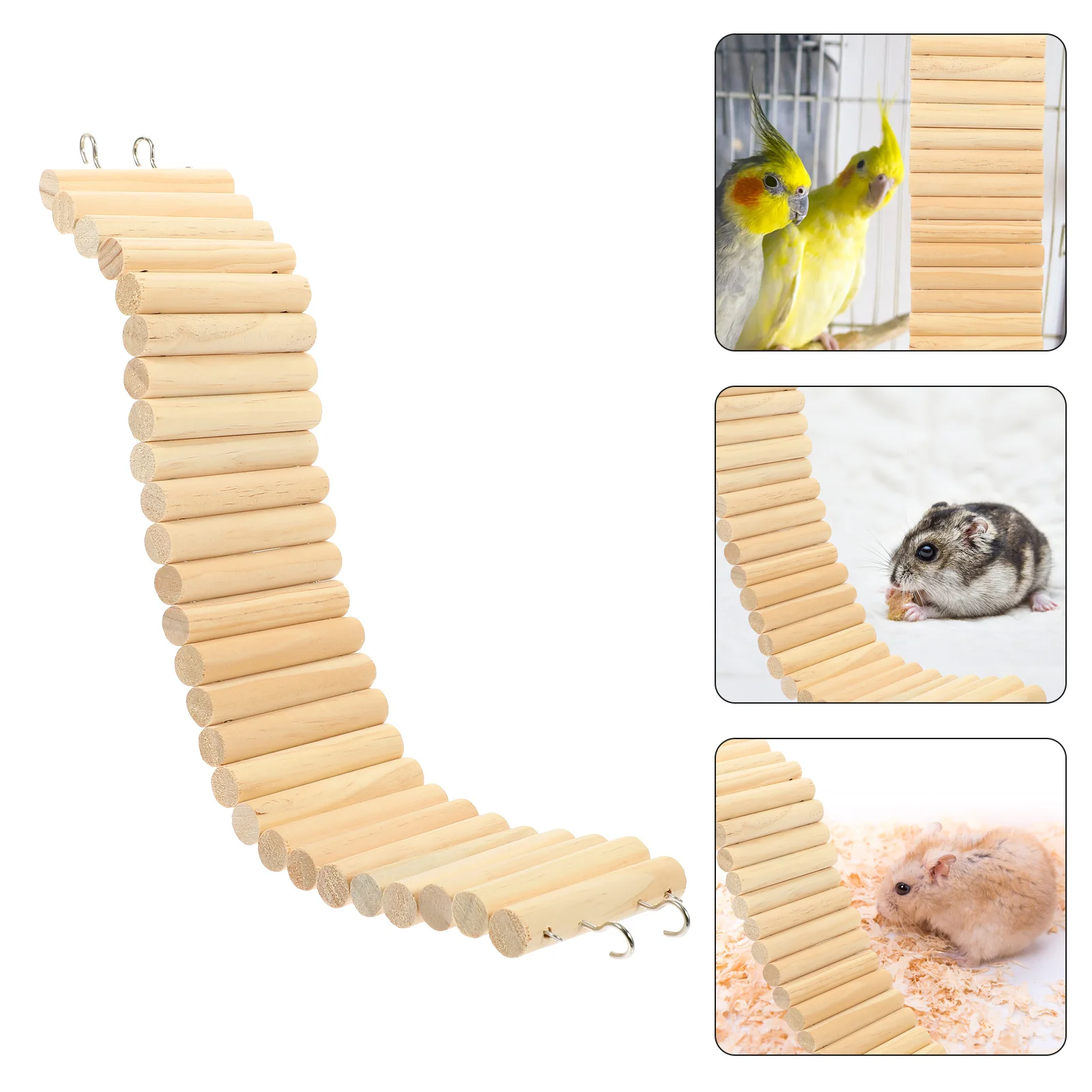 

Ladder Fence Multipurpose Wooden Small Pet Climbing Toy Baby Guinea Pig Hideout Hamster Cage Ornament Animal