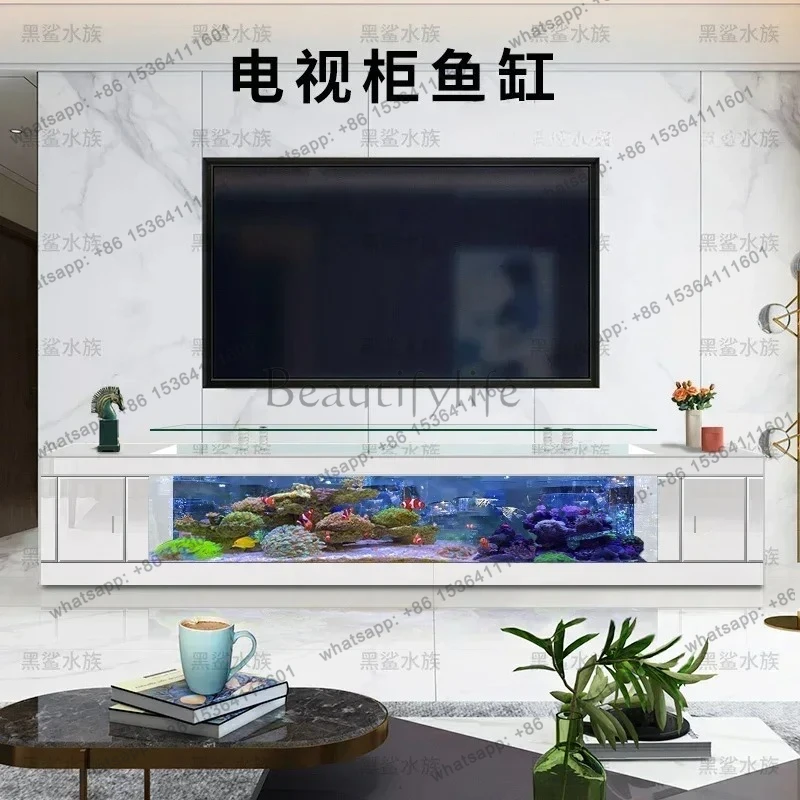 z.TV cabinet fish tank living room household floor-to-ceiling large ecological glass water-free goldfish turtle tank