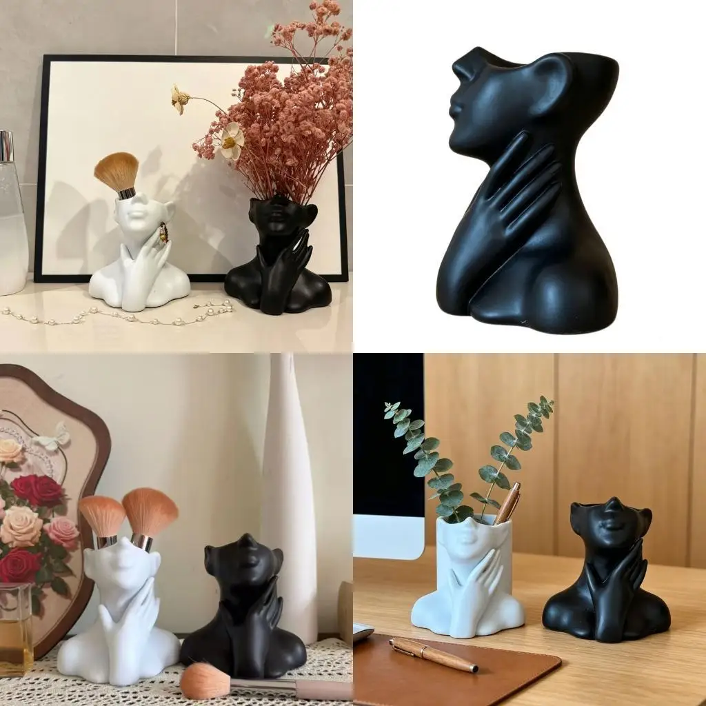 37ME Bust Head Flower Vase Face Flower Vase Decorative Vase for Home Office