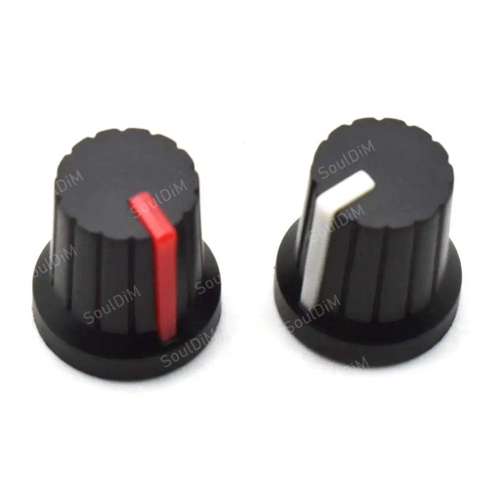 Botões de plástico Pedal Efeito Guitarra Elétrica, Amplificador Control Knobs, Potenciômetro Knob, Linhas Brancas, Guitar Parts, 50Pcs