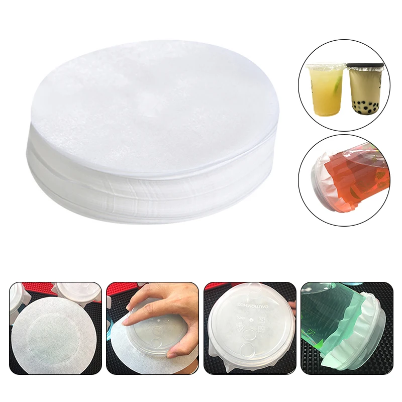 

500Pcs Round Shape Leak Proof Paper Films Coffee Spill Proof Gasket Kitchen Supplies Juice Milk Tea Coffie Cup Leakproof Tool