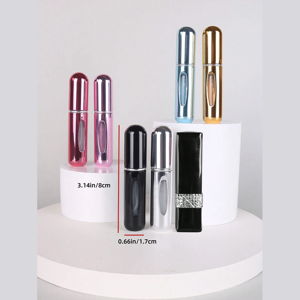 6-Pack Portable Spray Bottle Travel Set 5ml Refillable Perfume Spray Self-Suction Bottom