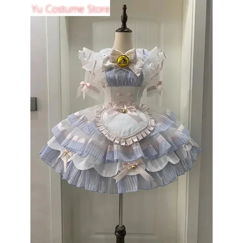 

Girls Bell Maid Lolita JSK Sweet Cute Весна-лето Женская рубашка с короткими рукавами на бретельках и фартуке Платье принцессы 2025a;3,v'5.t;8,