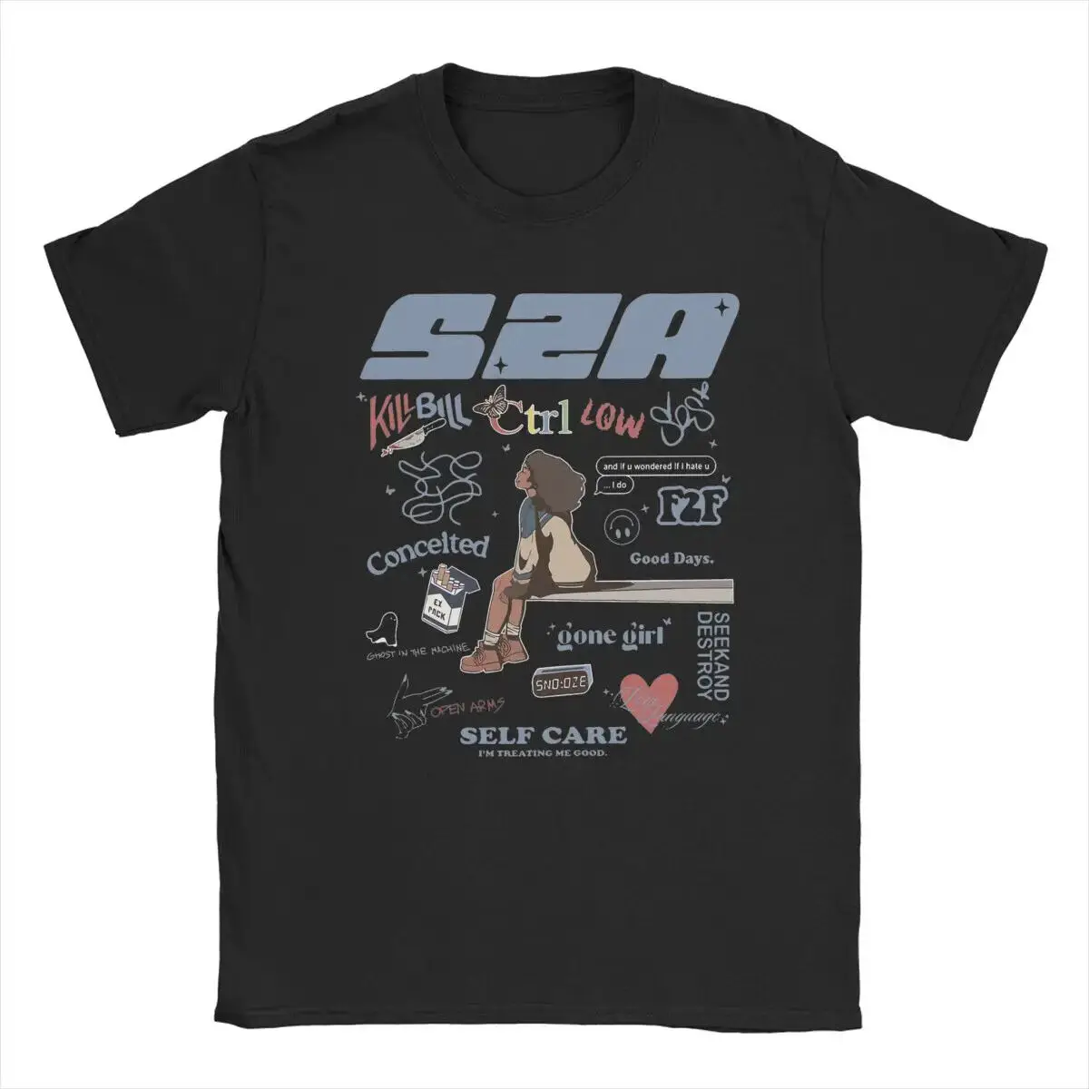 

SZA Songs Men's T Shirts Leisure Tees Short Sleeve Crew Neck T-Shirts 100% Cotto