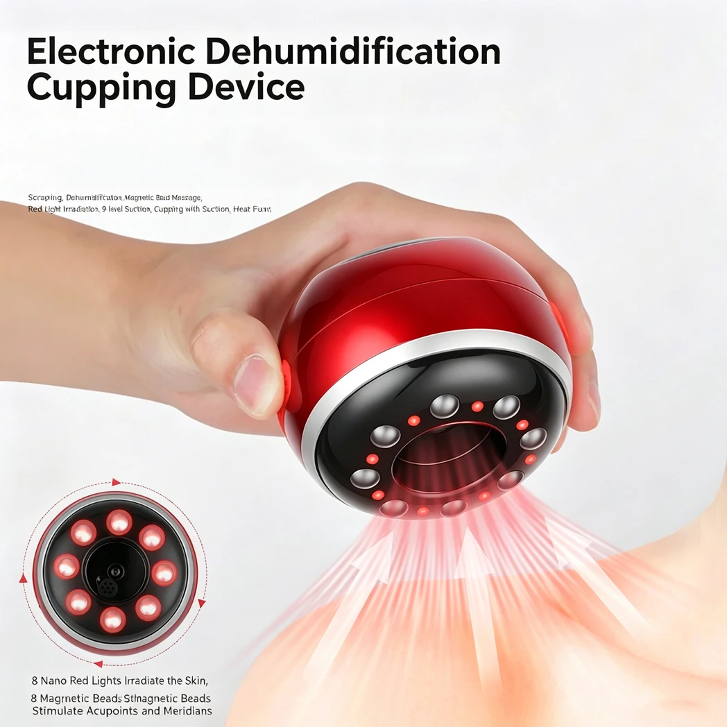 Electronic Scraping Instrument 5-Speed Vacuum Suction Cupping Machine Red Light Hot Compress Dredge Meridians Remove Dampness