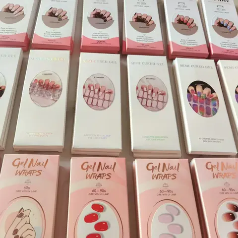 16/22 dicas semi curadas gel adesivos de unhas para lâmpada uv designer adesivo gel envoltórios natal dia das bruxas decoração de unhas