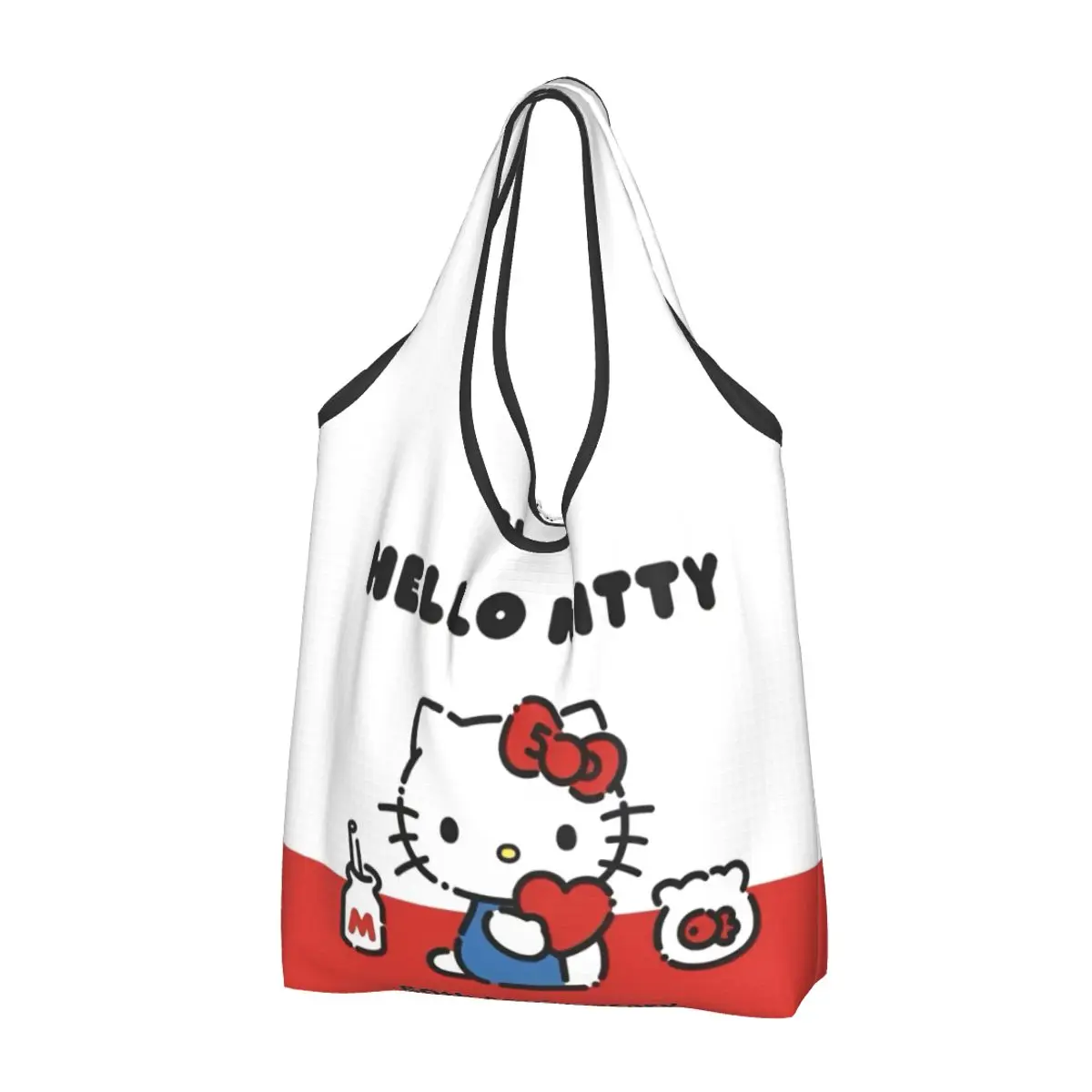 

Hello Kitty Shopping Bags Reusable Grocery Eco Bags Large Capacity Recycling Bags Washable Handbag