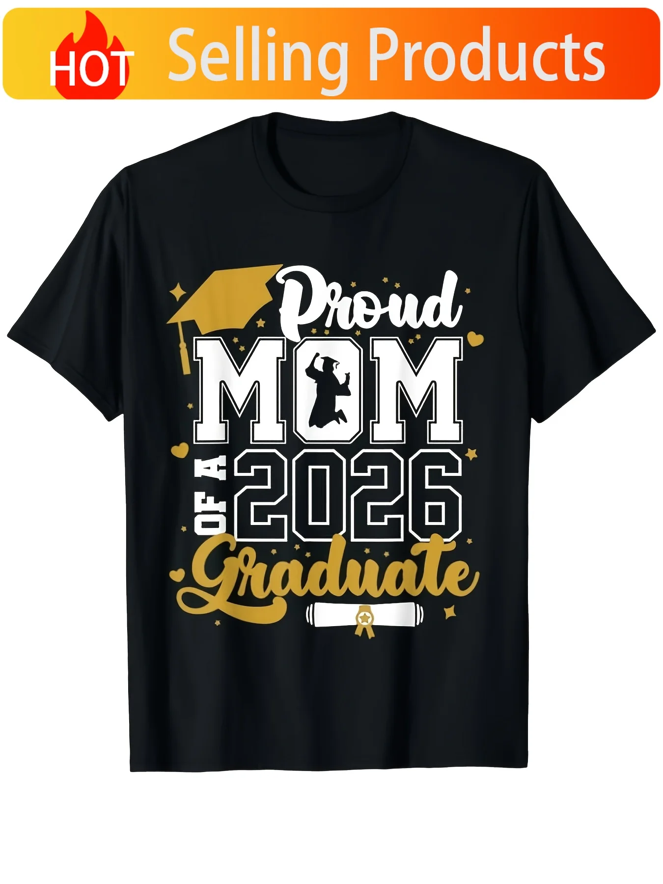 Proud Mom Of A 2026 Graduate | Senior 2026 Class Of 2026 Grad T-Shirt, Super Soft and Breathable Fabric, Casual Wear, Short Slee