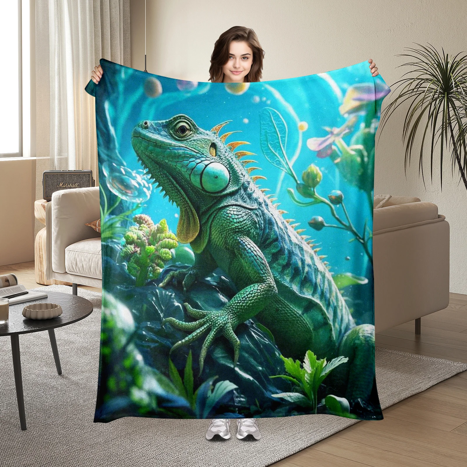 

Stylish And Cozy Fantasy Forest Lizard Pattern Blanket A Thoughtful Present Full Of Love