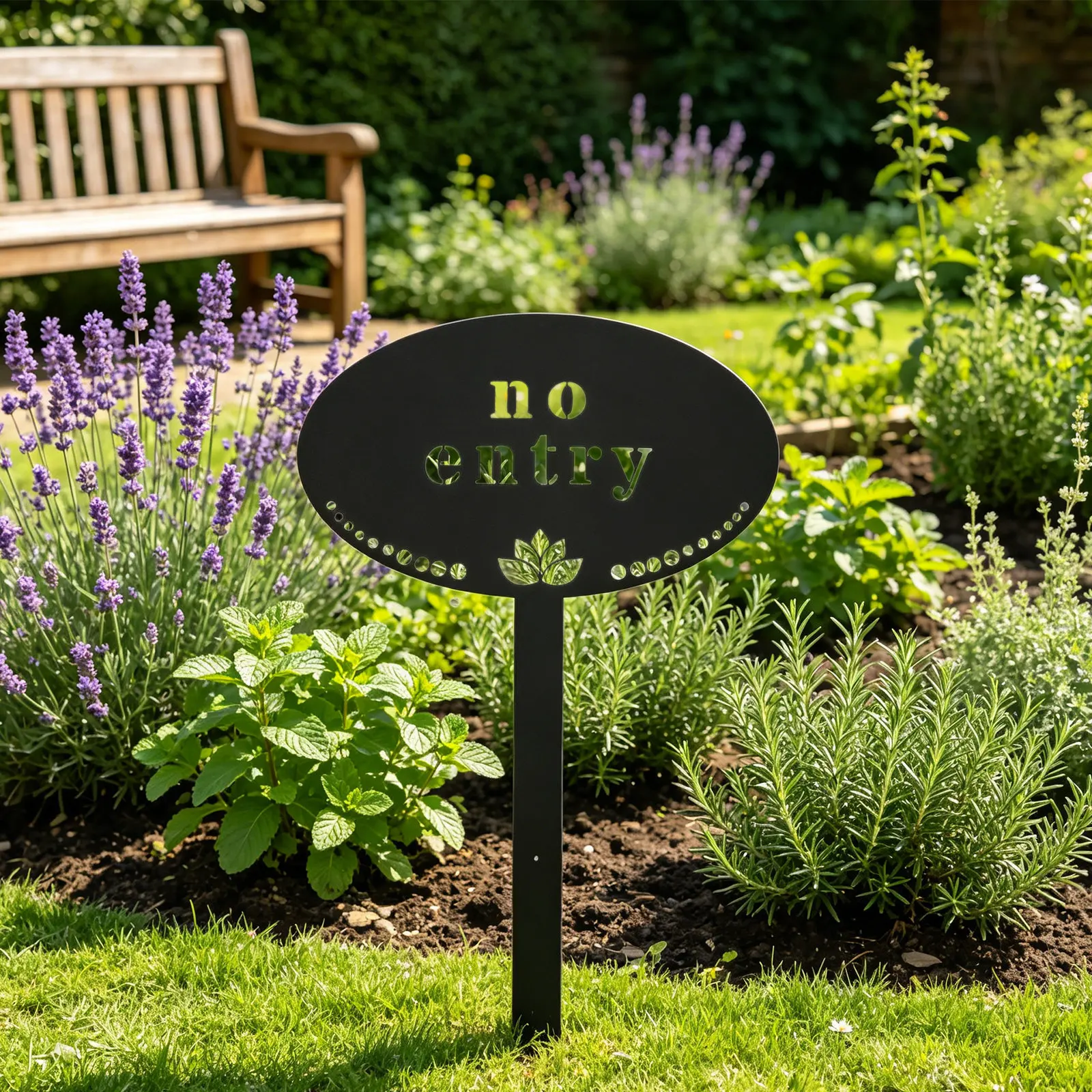 Iron Warning Sign Driveway No Entry Metal Garden Stake Sign Weatherproof Private Property Warning Marker for Yard Lawn Garden