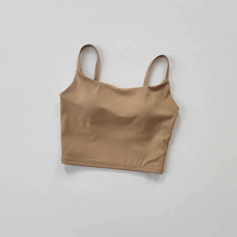 Small Sling Vest Integrated Fixed Gathering Sports Underwear Women's Bra Beauty Back Training Fitness Bra Summer Clothing Suit