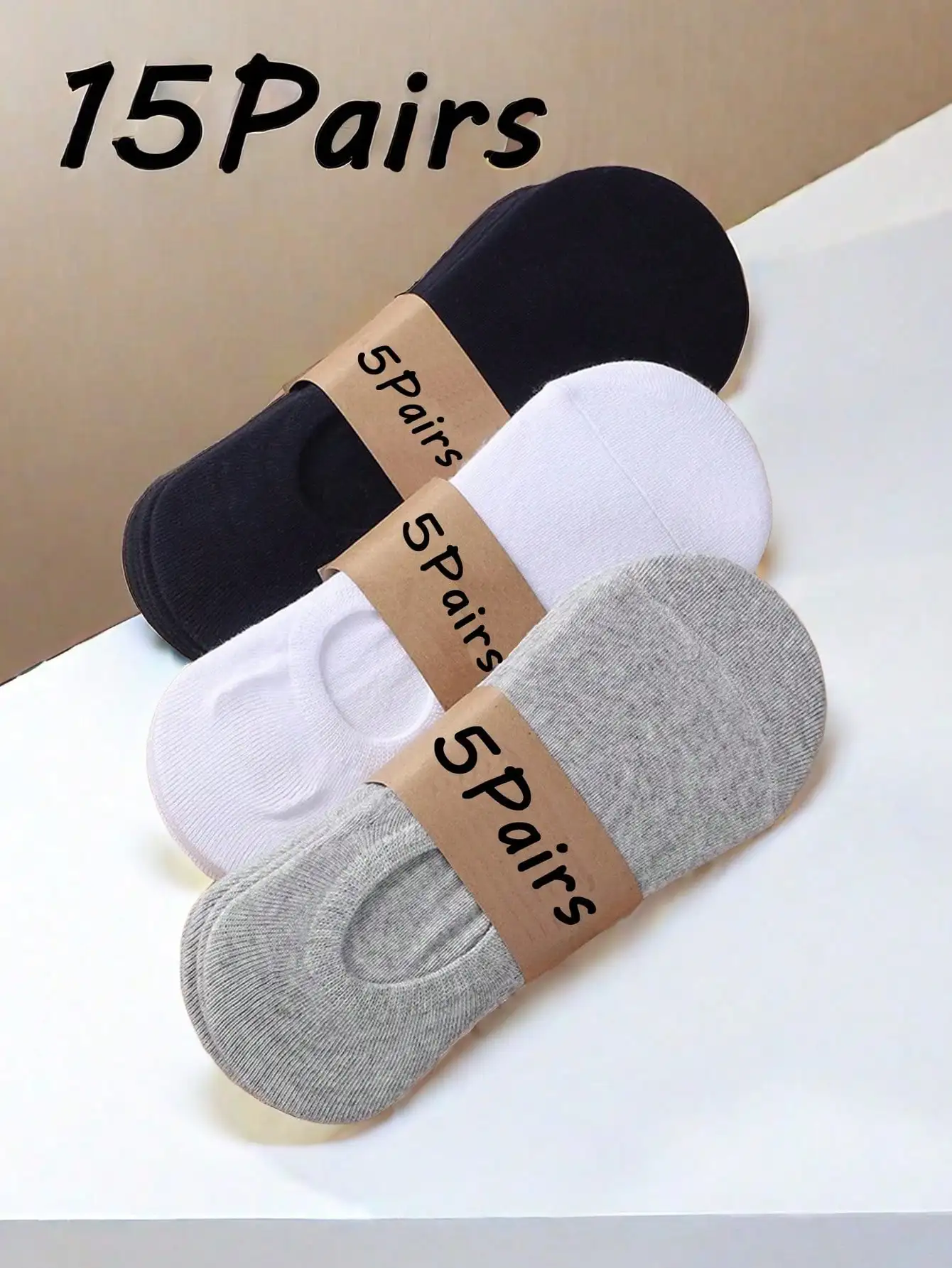 15 pairs of socks, women\'s boat socks Summer socks, invisible socks, spring and autumn black and white for both men and women