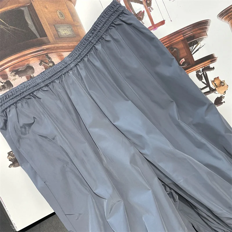 レディースパンツ　新作　伸縮性ウエスト　スリムフィット　ストレートレッグパンツ　2025年秋　ハイウエスト　ランタンパンツ　Y2K　バンドルフットパンツ