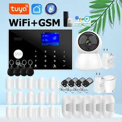 Tuya WIFI GSM Home Security Sistema de Alarme Suporte Temperatura Umidade 433MHz Assaltante Host Smart Life App Controle Alexa Google