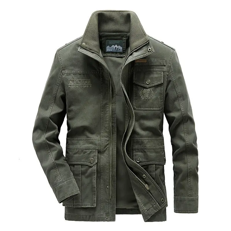 

Jacket Men's Cotton Tooling Work Coats Outwear Loose Middle-aged Casual Multi-pocket Outdoor Dad's Jackets 5XL E296