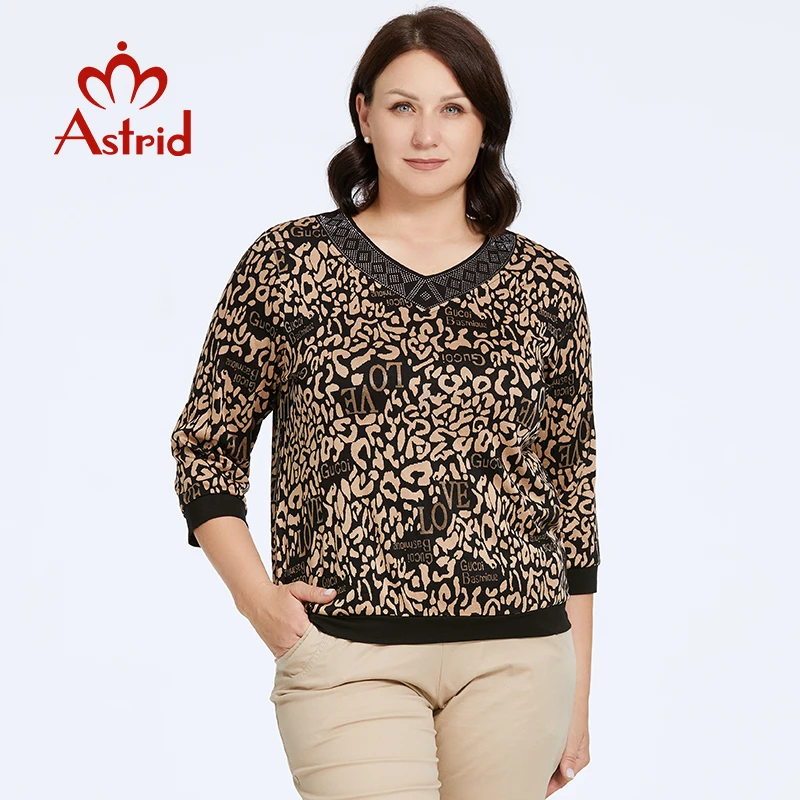 Astrid Women\'s Sweater Long Sleeve T-shirt Top Diamond craft Print Female Tees Oversized Woman Pullovers Soft Knitted Jumpers