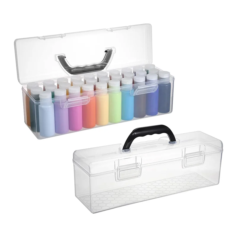 

AT93-2 Pcs Paint Storage Boxes 30 Bottle Capacity Clear Organizer For 2 Fl. Oz Barrel Paints