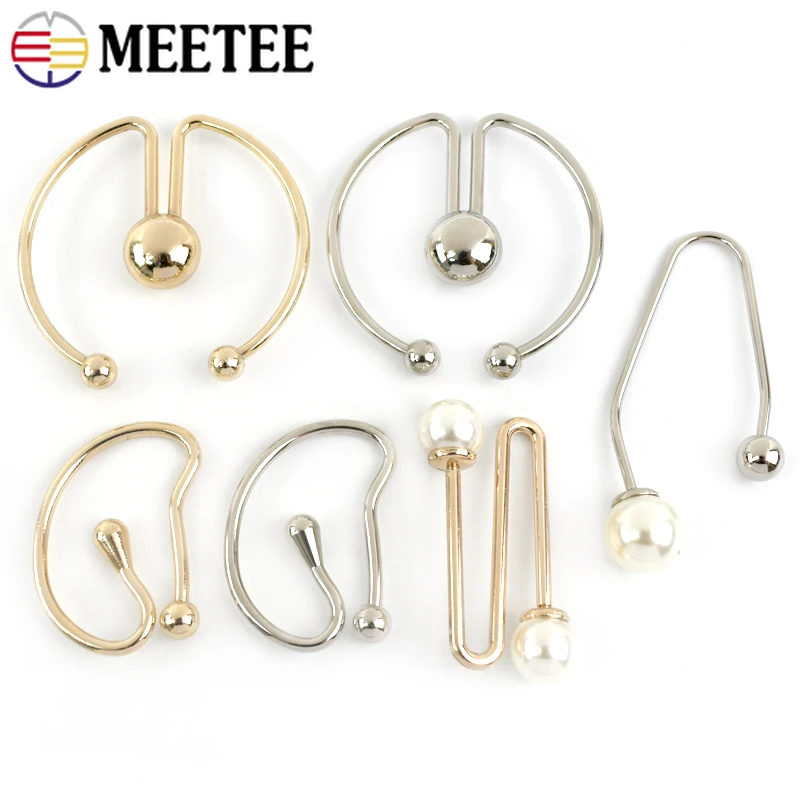 

4/10Pcs Meetee Metal Buckle U-shaped Dress Shirt Collar Screw Buckles Clothes Decor Clasp Detachable Button Hardware Accessories