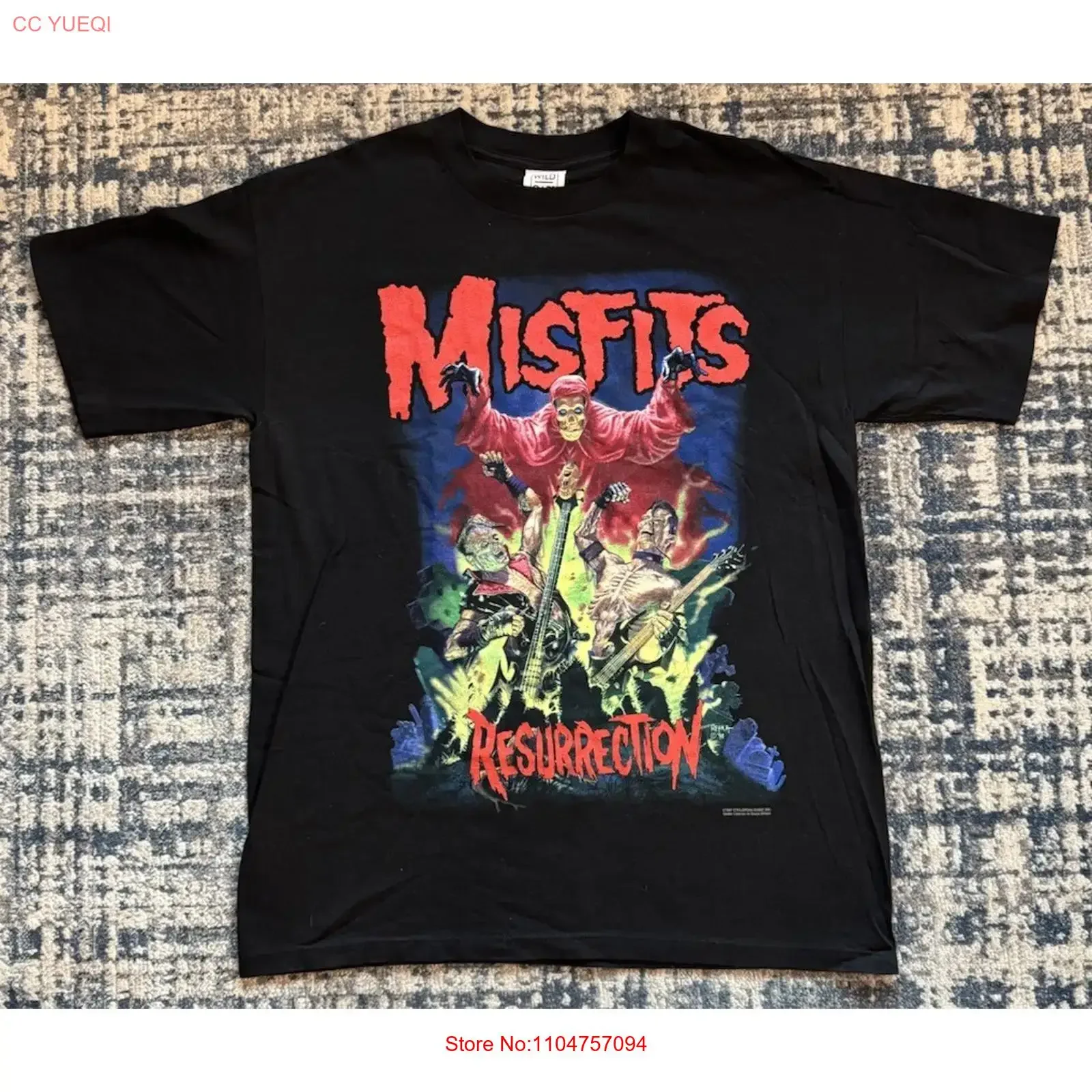 Camiseta Vintage Misfits Resurrection 1997 XL Horror Punk Danzig Samhain DRY ROT, Lavada, Elástica, Suave y Cómoda para Hombre