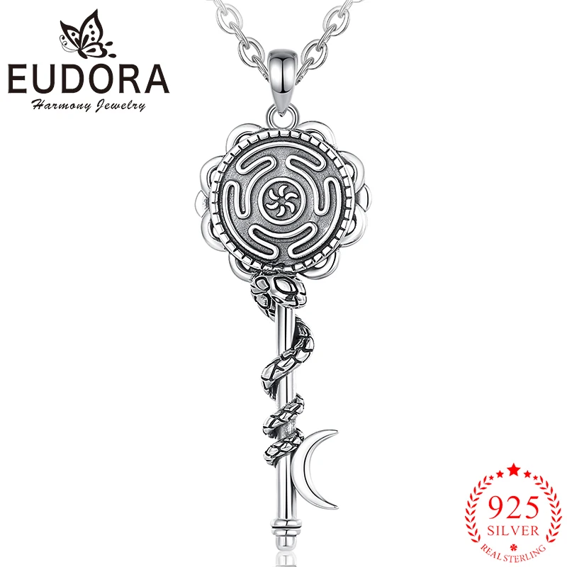 

Eudora 925 стерлинговое серебро Hekate ожерелье колесо винтажная змея луна подвеска для мужчин женщин колдовские украшения индивидуальный подарок