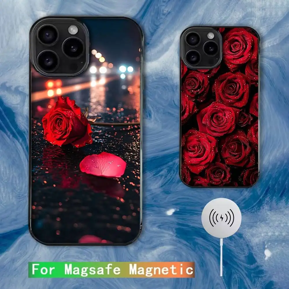 

Beautiful Red Rose Flowers Phone Case For iPhone 16e,16,15,14,13,12,11,Plus,Pro,Max,Mini Magsafe Magnetic Wireless Charging
