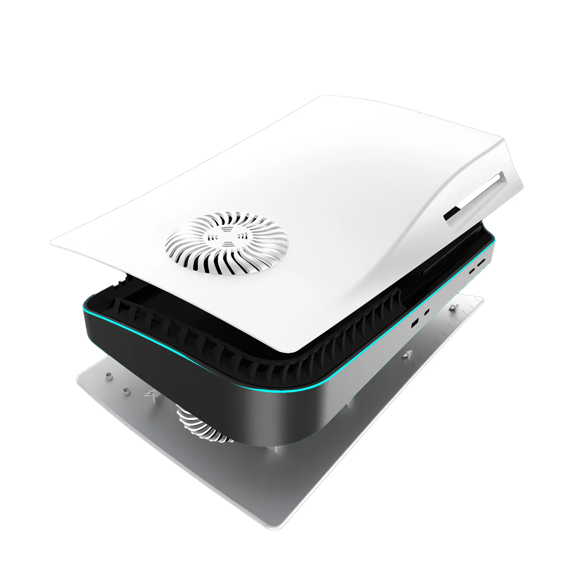 Penutup Pengganti untuk PS5 dengan Pelat Wajah Ventilasi Kipas untuk Cakram/Edisi Digital ABS Cangkang Pelindung Anti Gores Tahan Benturan Keras