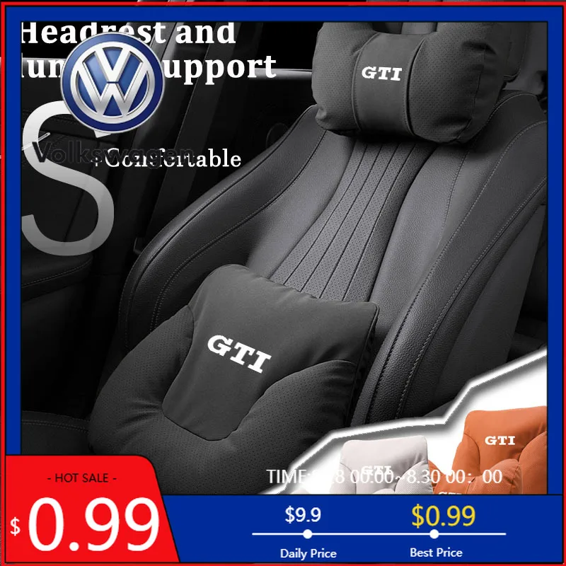 

Подушка для сиденья VW 2026: мягкий подголовник, поясничная поддержка, подушка для шеи, дышащая кожа. Для VW GTI, Tiguan, Golf, Polo, Touareg, Magotan, ID.