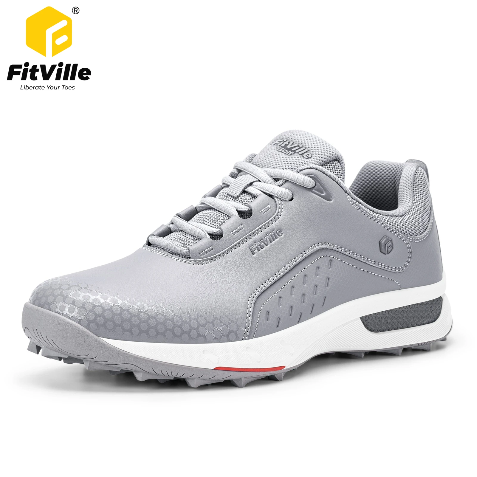 FitVille Mens Golf Shoes Extra Wide Toe Luxury Casual Sport Sneakers Professional Spikeless Golfer Shoes for Men Water Resistant