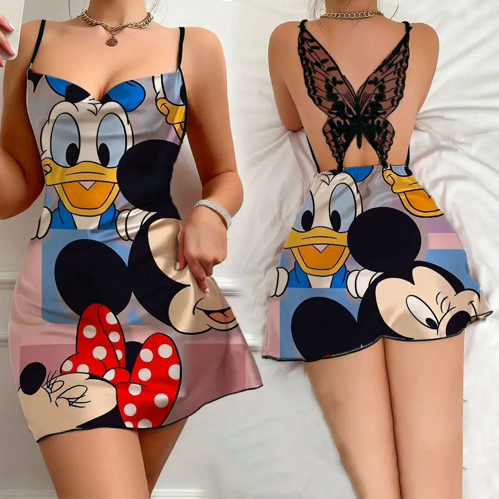 Summer Women Pajamas Woman Summer Offers Babydoll Dress Mini New Women's Pajamas Woman Trend 2024 Mickey Sleep Shirts Sexy Slip