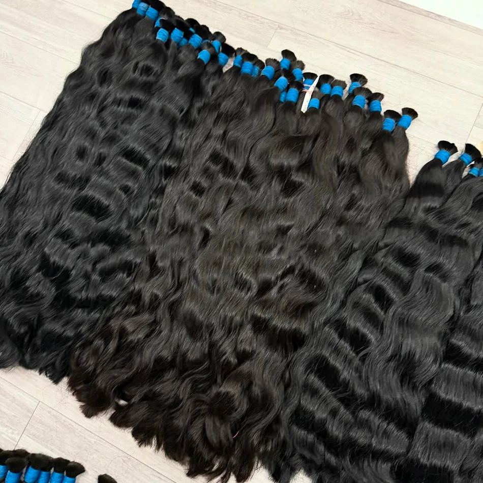 لا لحمة عذراء السائبة شعر بشري أسود طبيعي 100% شعر بشري غير معالج ملحقات السائبة لتضفير شعر ريمي 18 30 بوصة