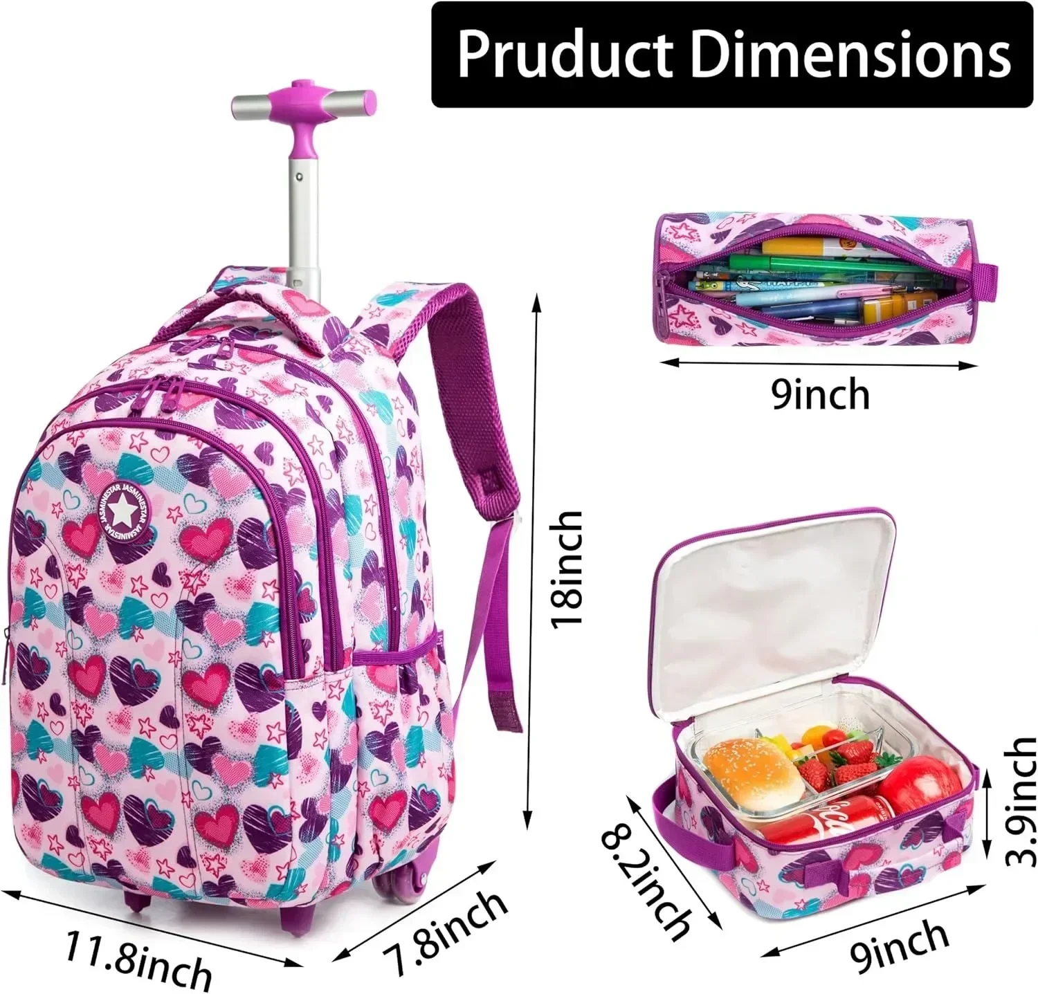 School Youth Backpacks Kids Trolley Bag on Wheels School Trolley Backpack for Boys Rolling Backpack with School Wheels Girl