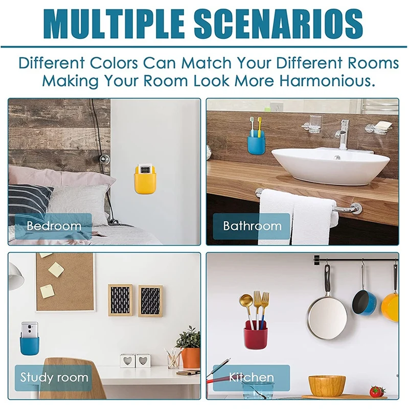 6 Pieces Adhesive Remote Control Holder Wall Mount Media Storage Box Sticky Organizer For Phone Remote Control