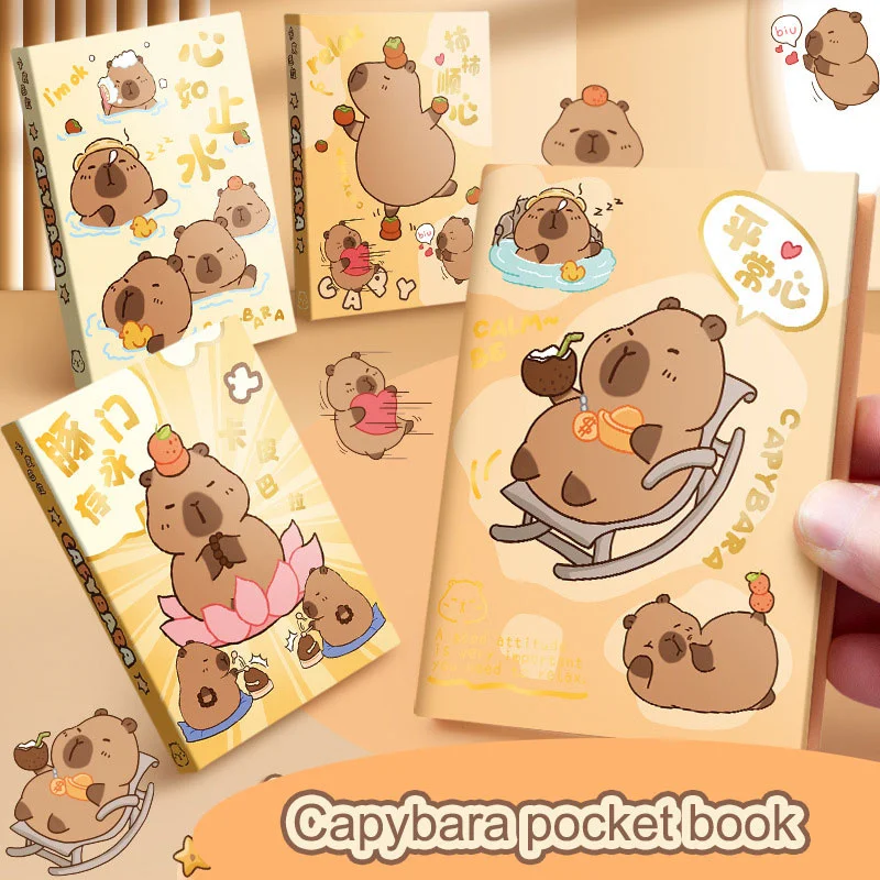 

A7 Pocket Book On-the-go Portable High Value Mini Small Book Capybara Hardcover Handbook Student Notepad Mini Notebook