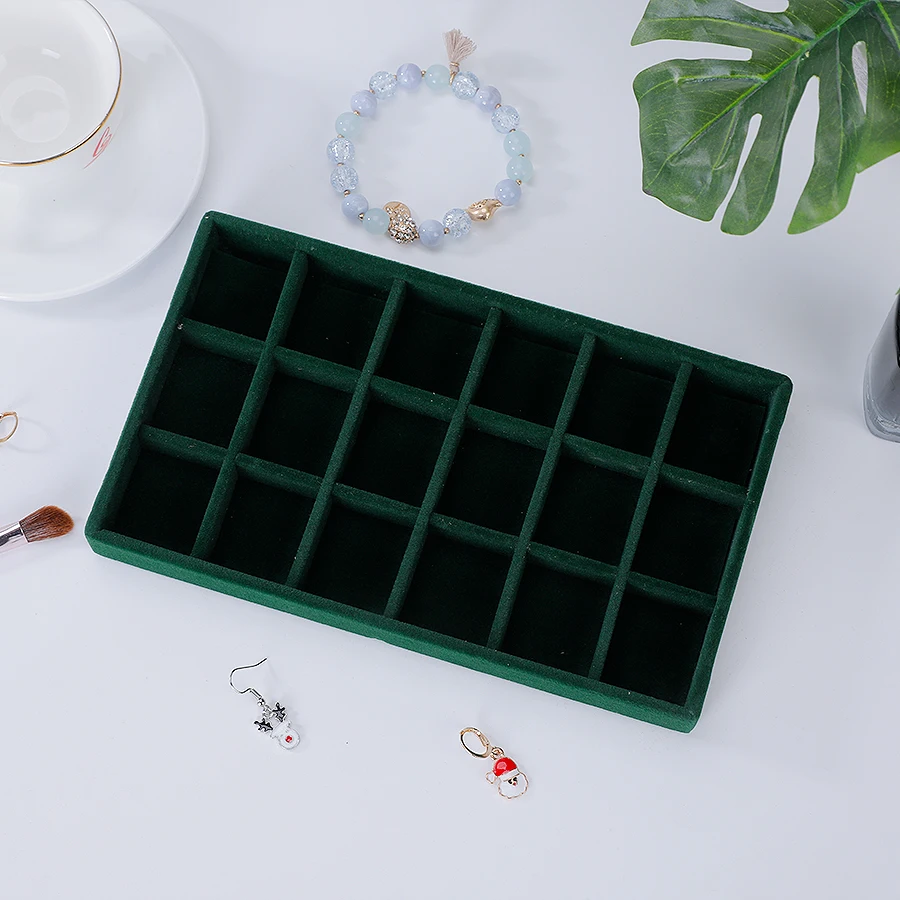 1PC, Flocking Jewelry Box Jewelry Tray, Color: Green