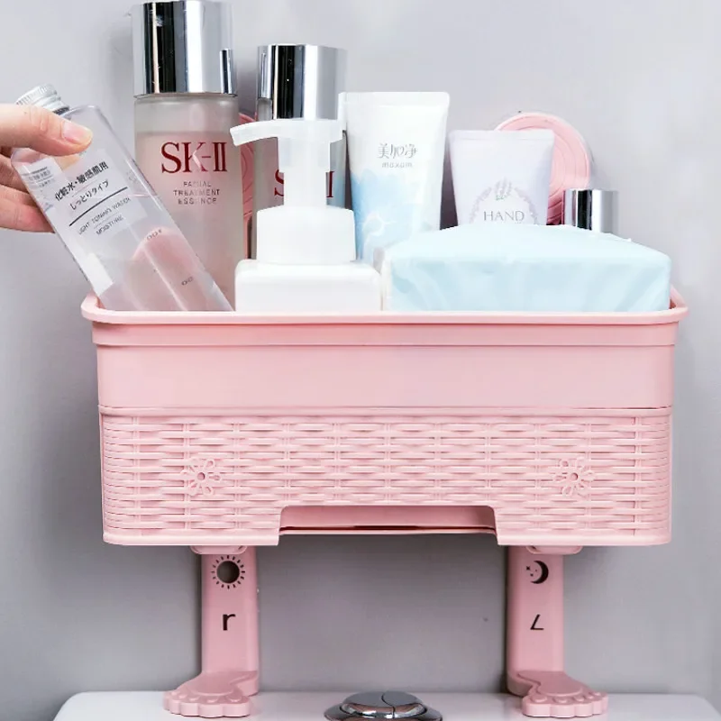 

Storage Rack of Toilet Supplies Bathroom Hole Punched Cosmetics Storage Rack Household Items Bathroom Storage